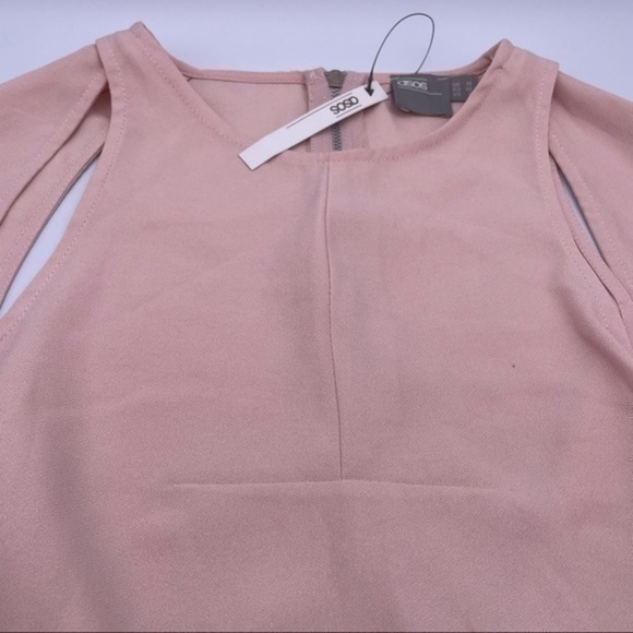 ASOS Paris Sz 6 Cold Shoulder Top with Floaty Sleeves ASOS Pink Blush Blouse US - Picture 5 of 7